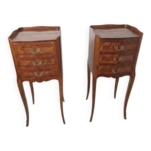 Paire tables chevet - marqueterie