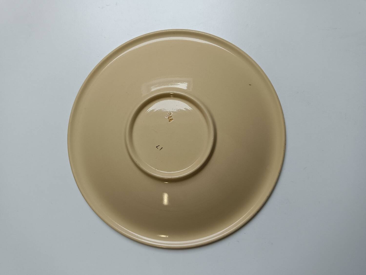 Compotier bas Badonviller art déco beige à fleurs
