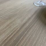 Raw wood table with black base