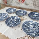 Set of 6 The Hunter blue cups by Myott