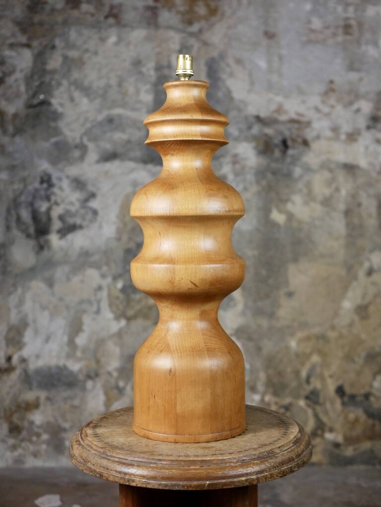 Large turned wooden lamp base, French work, 1960s