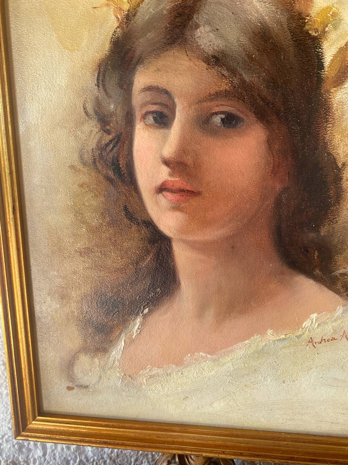 Portrait of a young woman with a laurel crown.