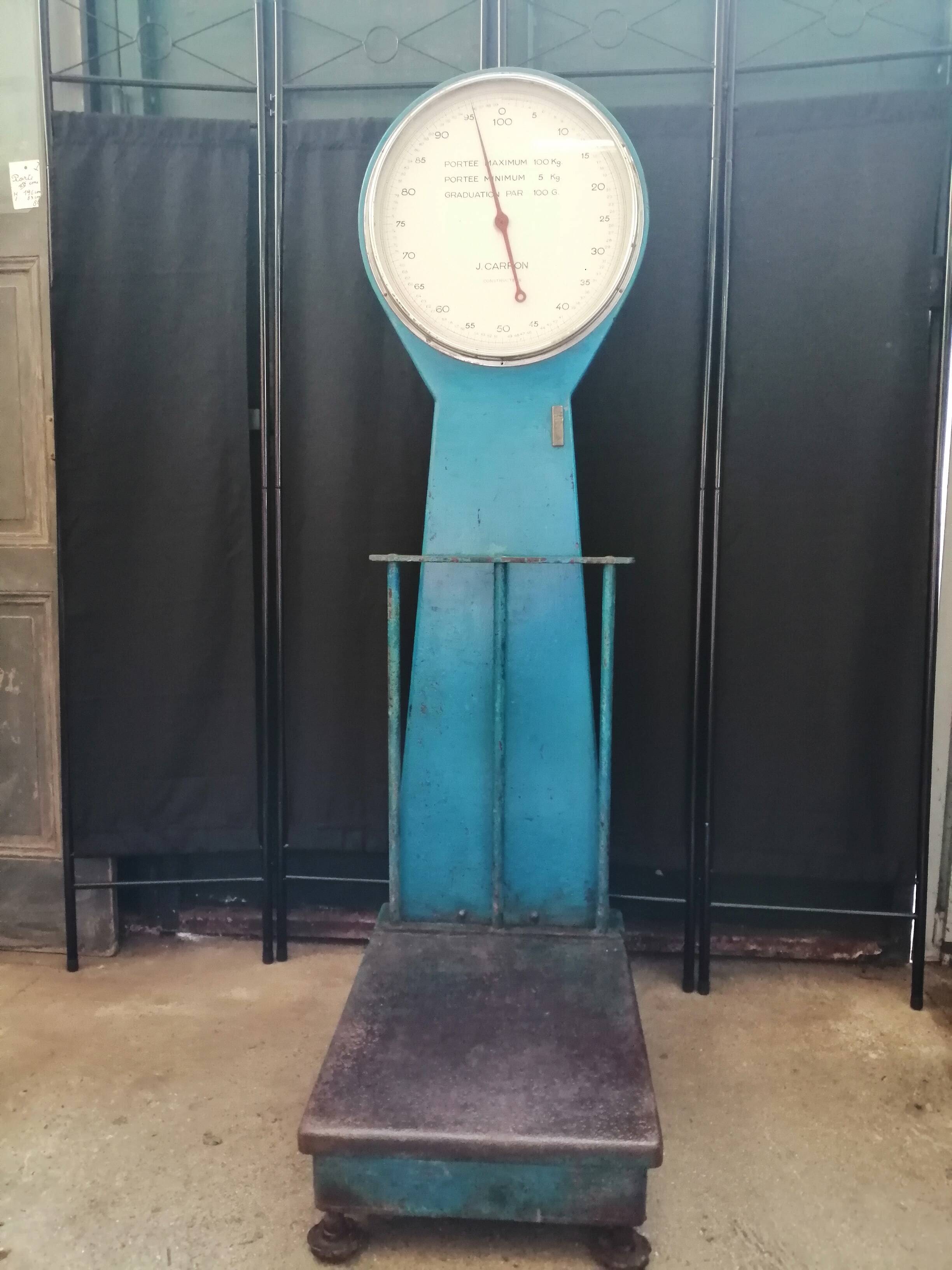 Balance j blue carron scale 100 kg 1930
