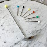 Set of seafood cutlery (ladle and 6 peaks) colorful 60s