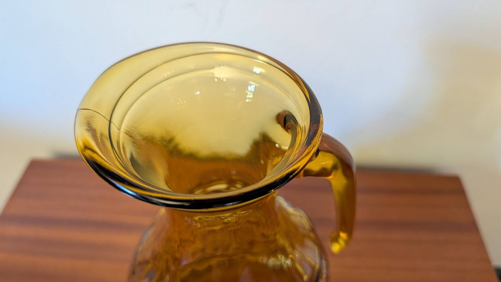 Italian pitcher textured amber glass 70's