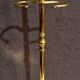 19th-century brass fireplace tool set