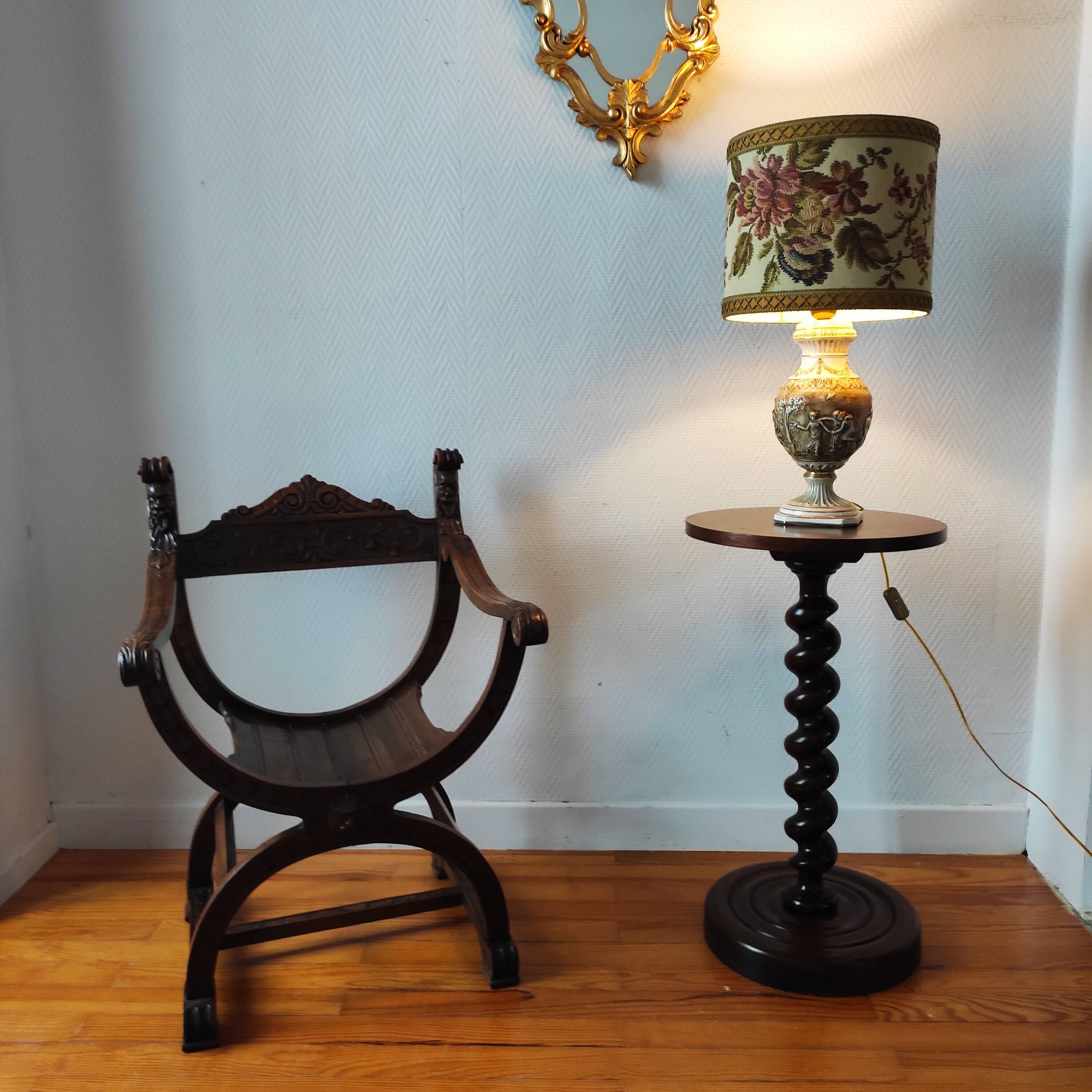 Turned solid wood side table
