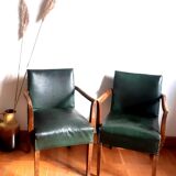 Pair of 1940 bridge armchairs in skaï