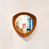 Mirror framed in Campo walnut wood and Graffi Italia Anni '50