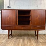 Vintage Scandinavian "highboard" teak sideboard by EW Bach for Sejling Skabe, 60s