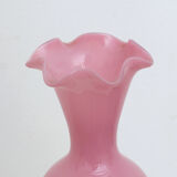 Vase rose pied verre de lait torsadé