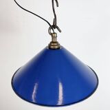 Industrial Blue Enamel Factory Pendant Lamp, 1950s