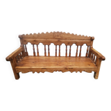 Folk art larch pine bench
