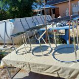 3 Vintage Nesting Tables Chrome and Smoked Glass
