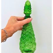 Bouteille/carafe Genie en verre à bulles vert Empoli vintage