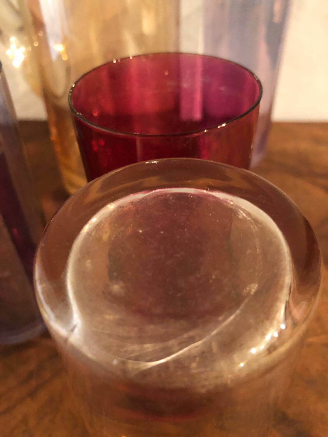 Vintage colored carafe and glasses