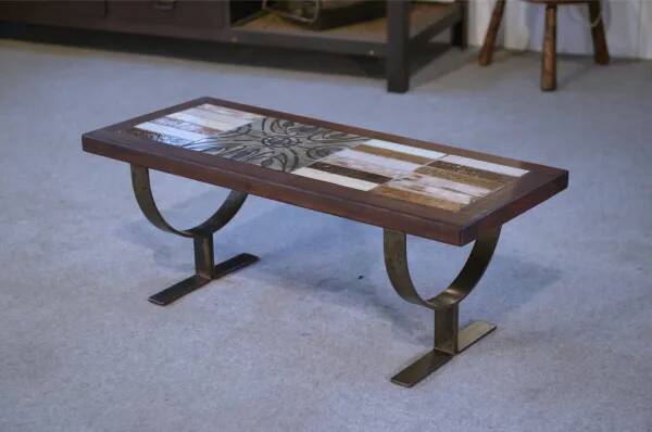 Ceramic and fir coffee table, 1960s