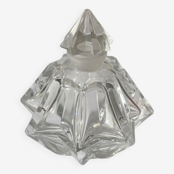 Chiseled glass perfume bottle
