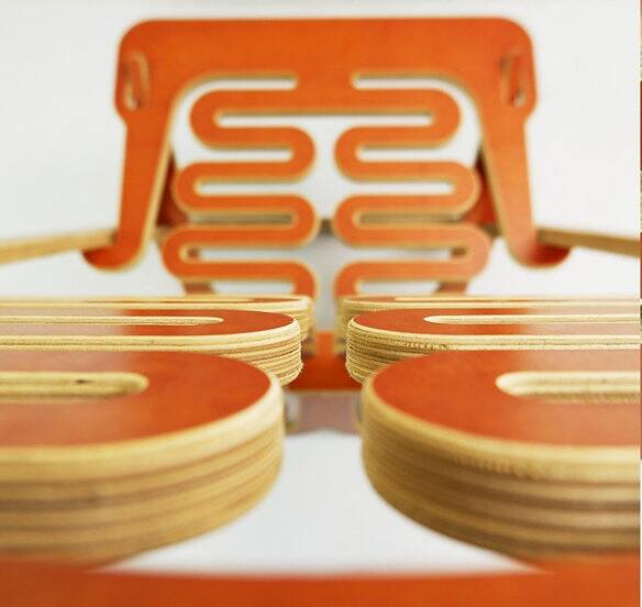 Gregg Fleishman Prototype European cutout plywood "Lumbarest" or Puzzle chair, from the 1970s