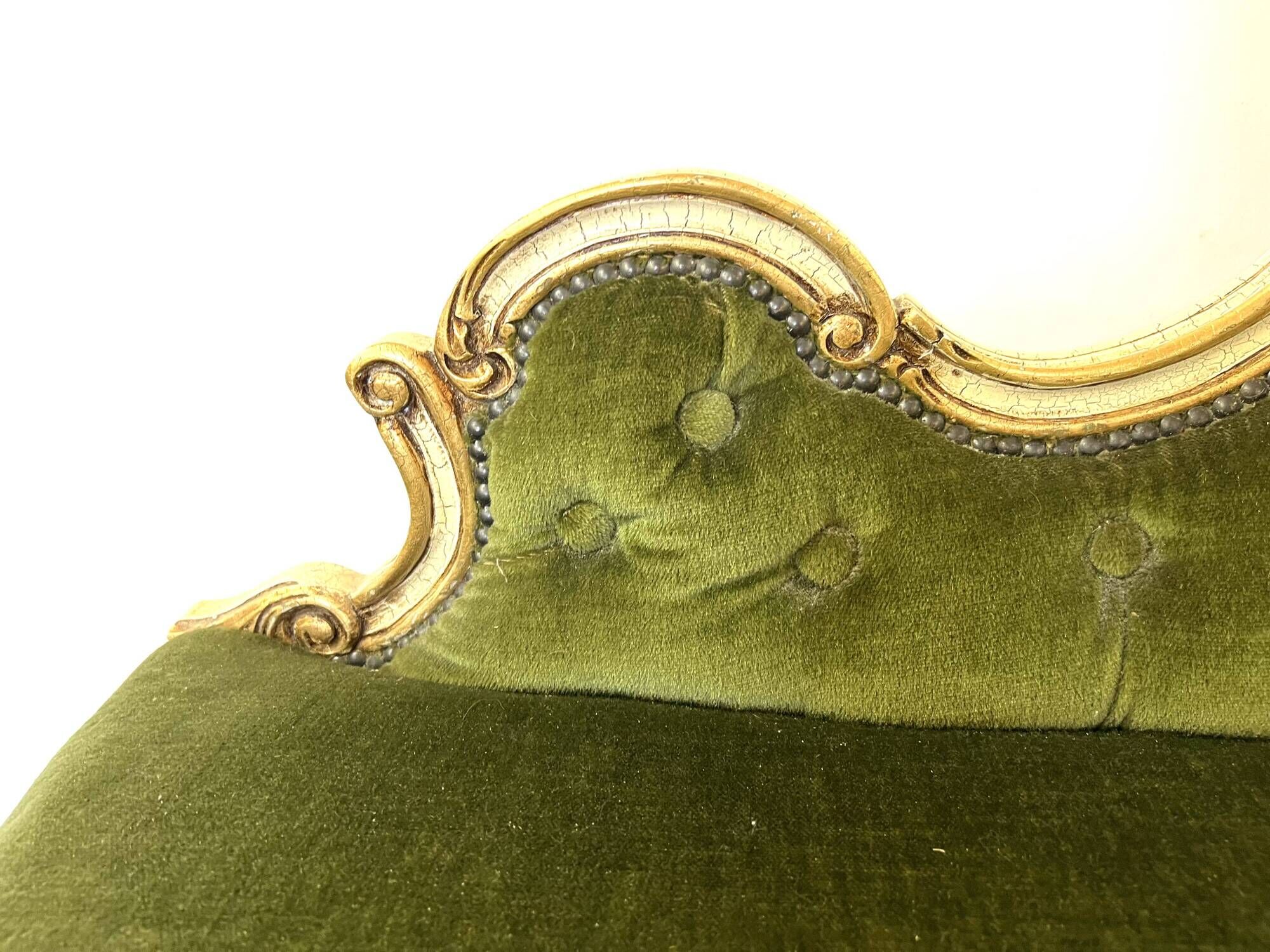 Venetian baroque armchair in green velvet – 1960s/70s