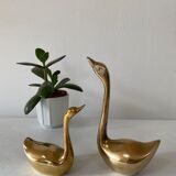 Pair of brass swans