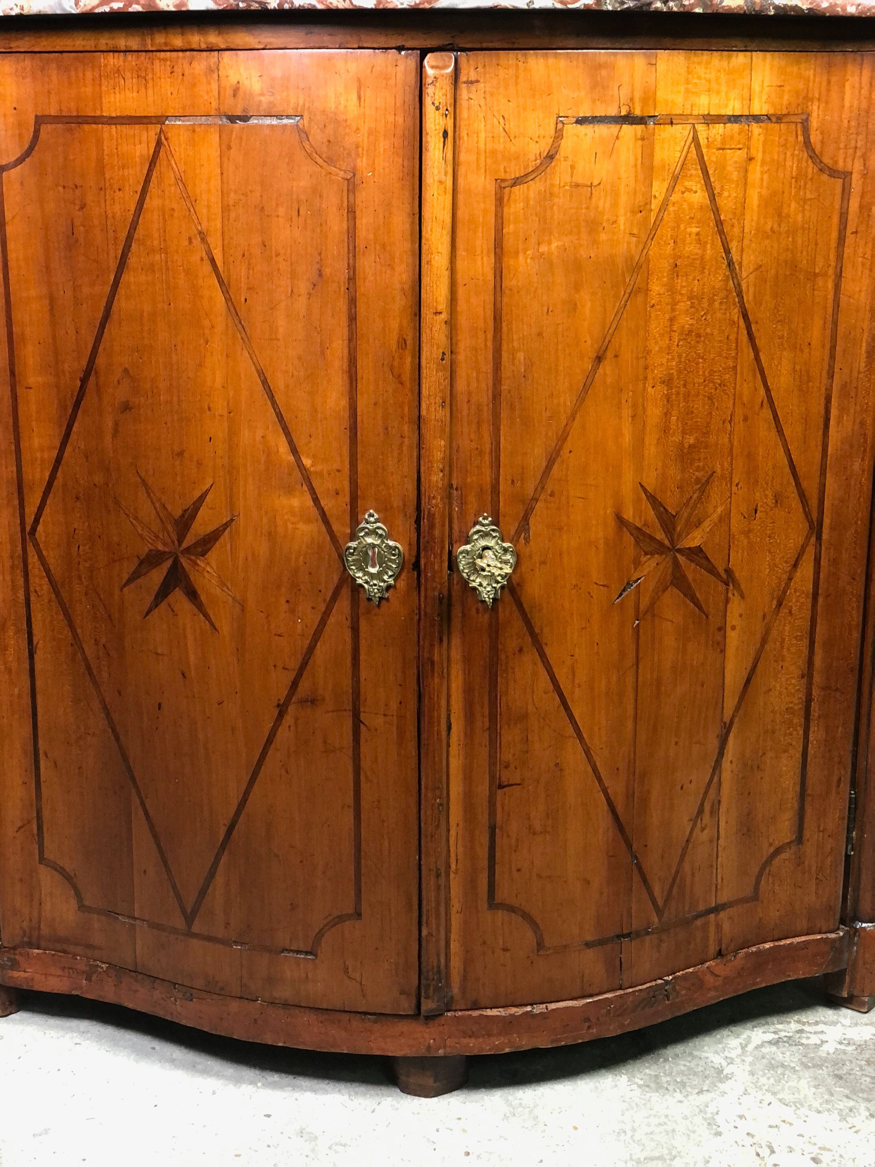 Curved notch in louis xv period marquetry stamped j.b galet