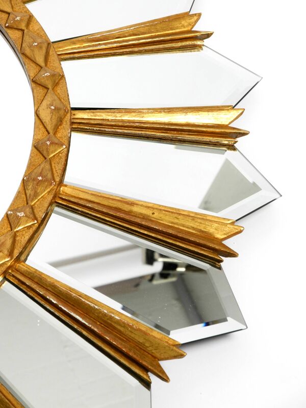 Miroir mural ensoleillé Regency italien XXL doré   diamètre 93 cm