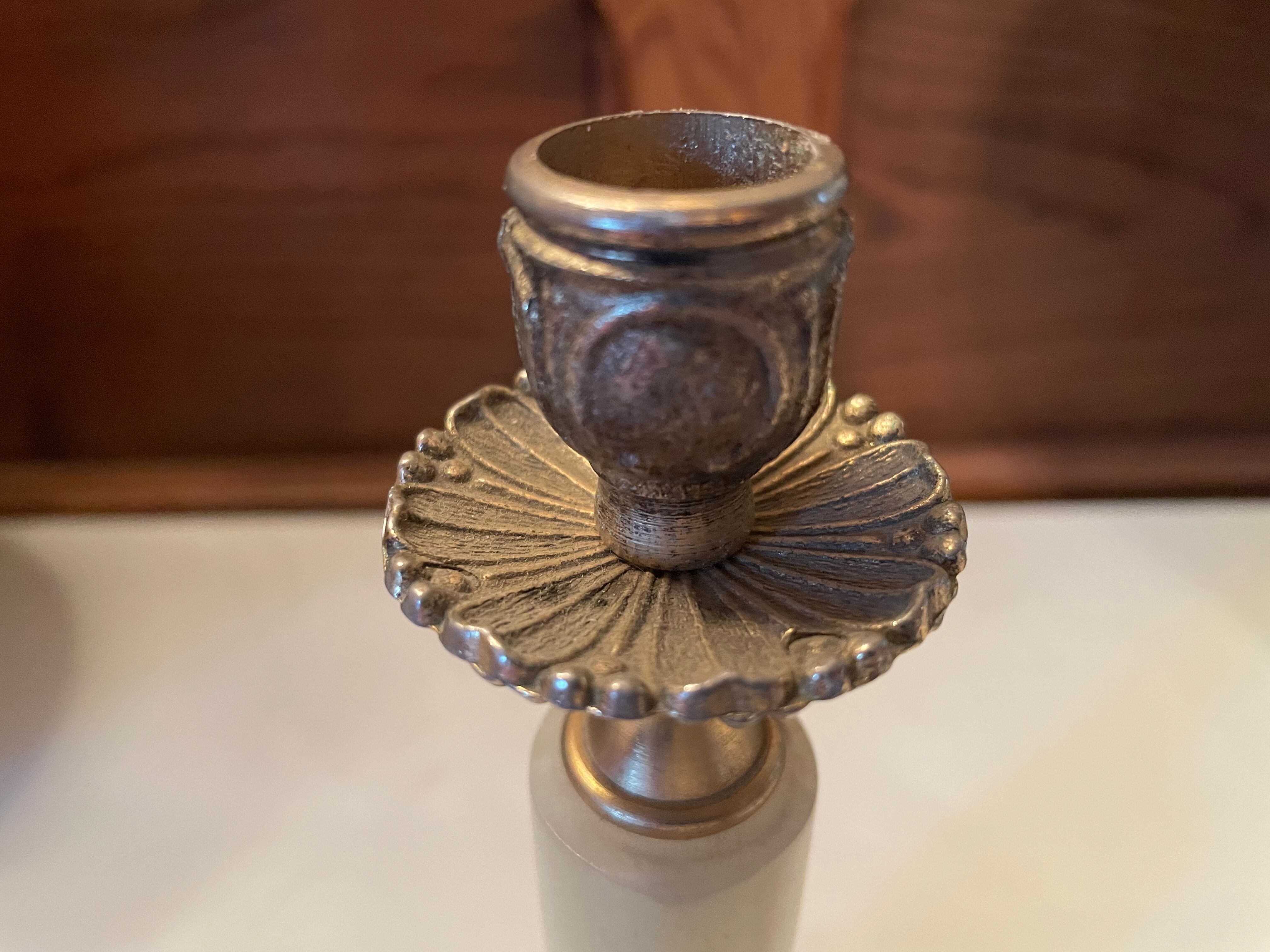 Onyx and brass candle holder