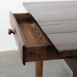 Authentic large French farmhouse antique XXL dining table with two drawers