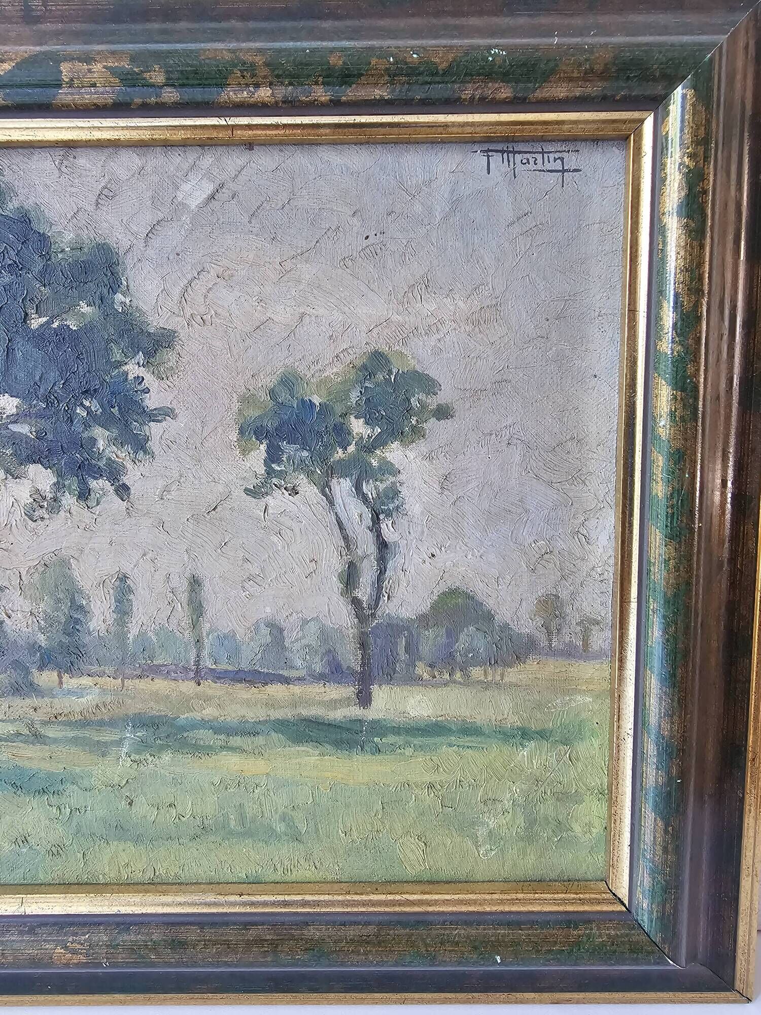 Oil painting on canvas - Impressionist rural landscape signed F Martin
