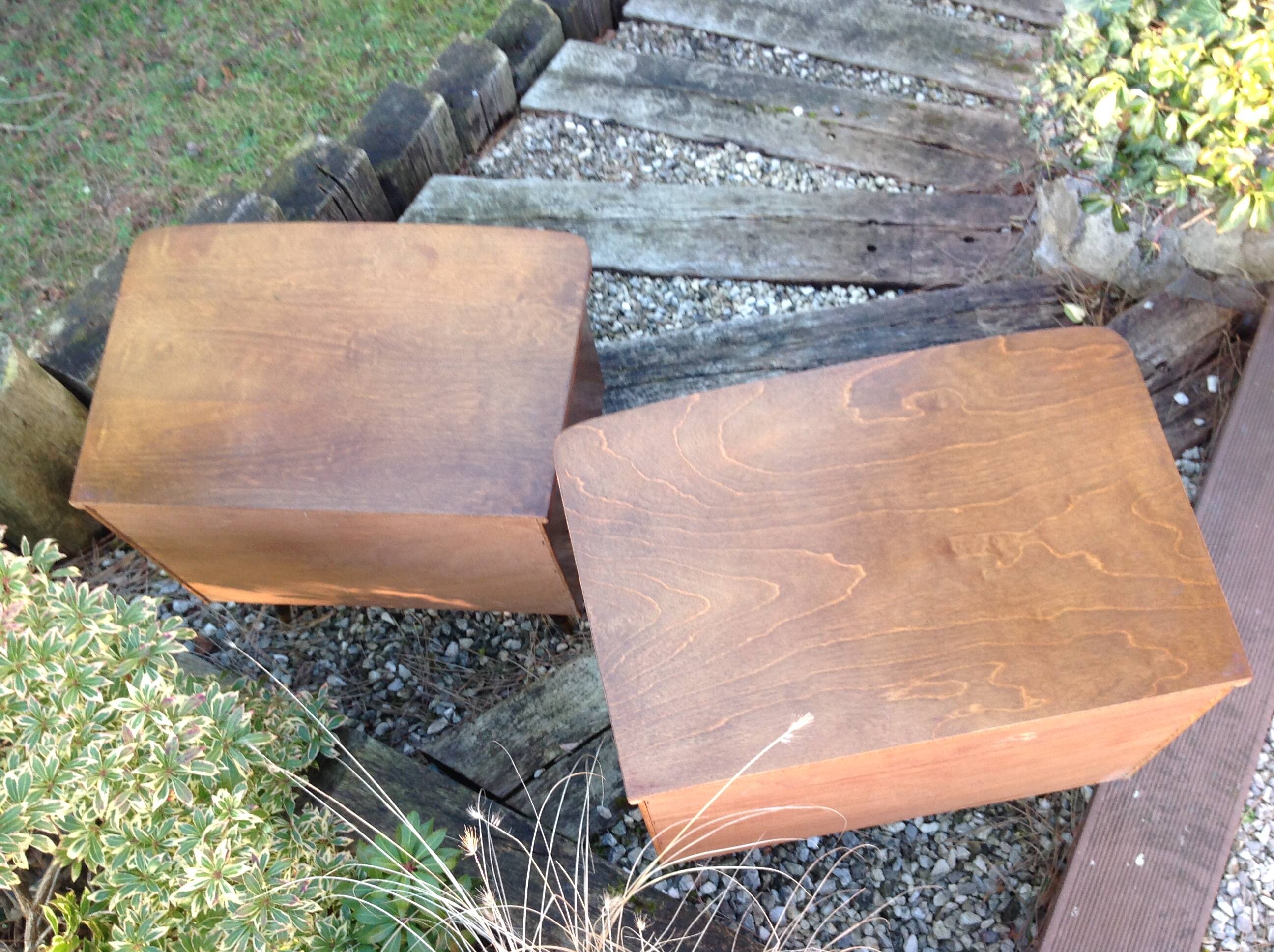 Pair of bedside tables with compass feet / vintage 50s-60s