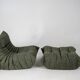Togo set of armchairs and pouf in grey tweed