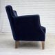 1960s, Danish 2-seater sofa. dark blue furniture velour.