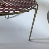 2 table plant-holders tripod red perforated sheet metal
