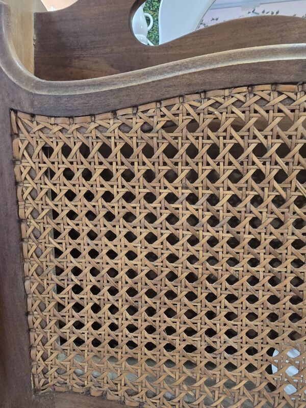 Porte revue vintage bois canné