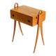 1950s ash wood sewing box, with a hinged top, multiple compartments