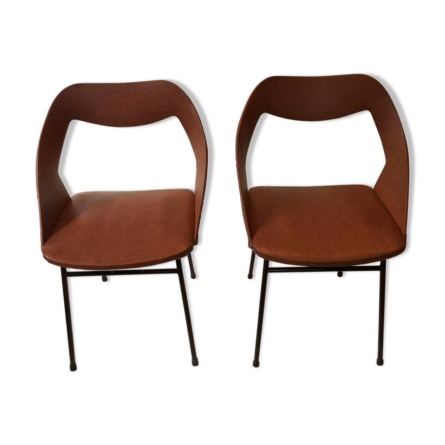 Duo of vintage barrel chairs
