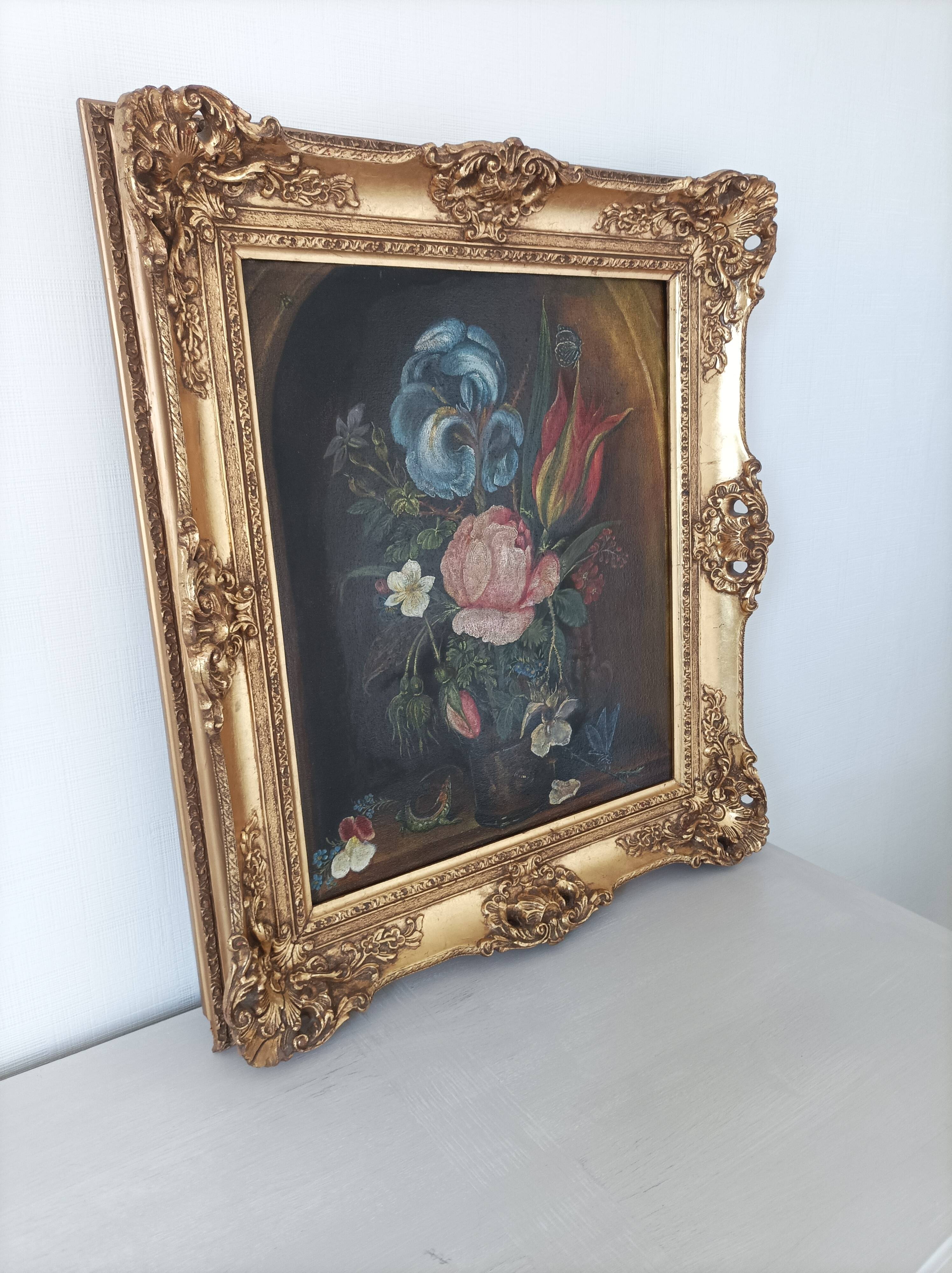 Oil painting on old canvas