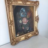 Oil painting on old canvas