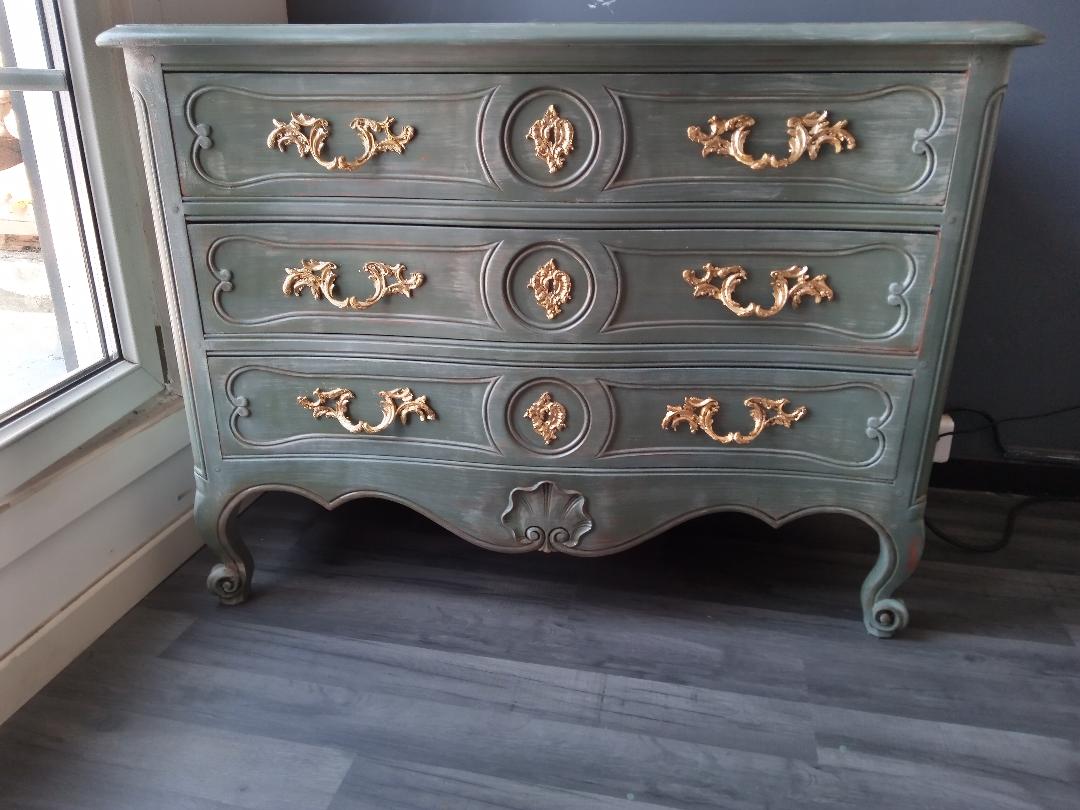 Louis xv style patinated chest of drawers