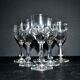 Saint-Louis set of 6 stemmed crystal glasses with palmette design, circa 1900, H11.5