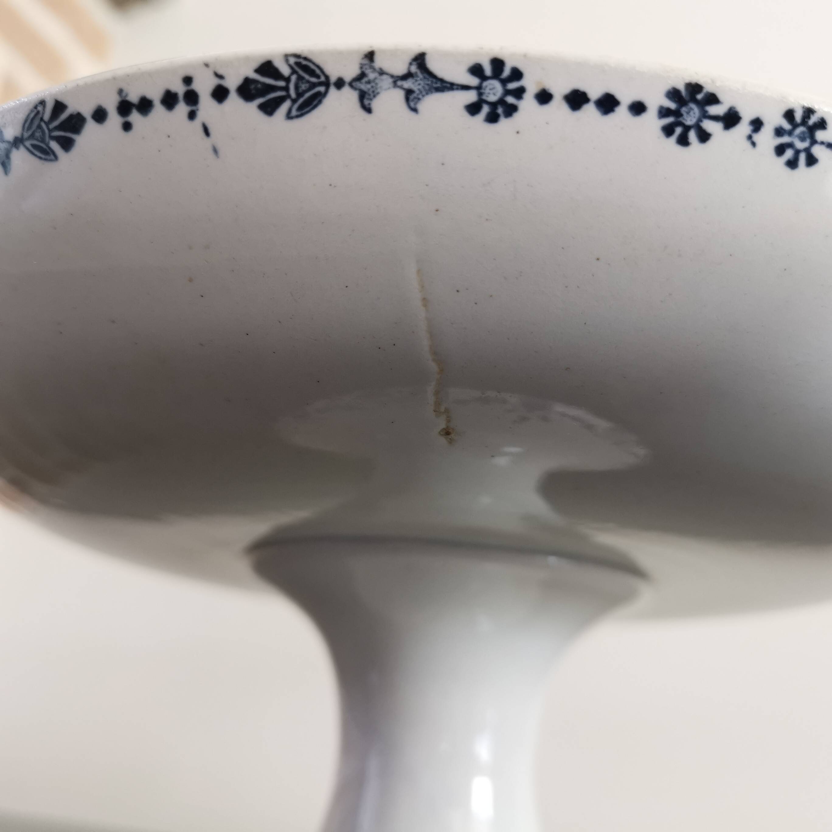 Old compote bowl Terre de Fer Opaque Porcelain from Gien "Etruscan" model