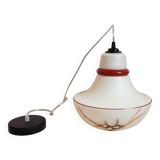 70s Pendant Light White Opaline Frosted and Marbled Effect Height 120 cm