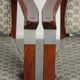 In very good condition Art Deco design dining chairs with fabric upholstery
