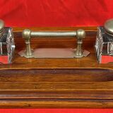 Napoleon III era inkwell in oak and metal
