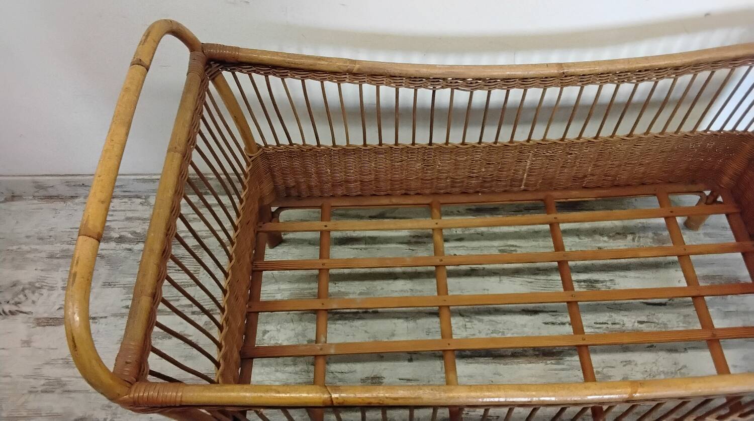 Vintage rattan children's bed