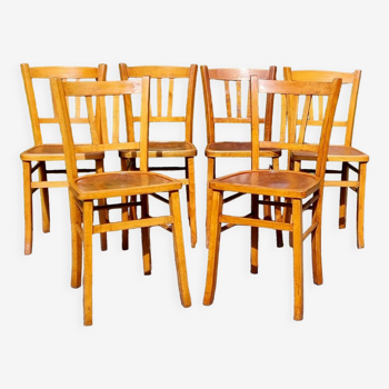 6 chaises bistrot de campagne années 40