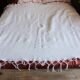 Plaid ancien blanc franges broderies ajourées