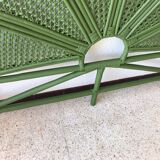 Double headboard in green rattan