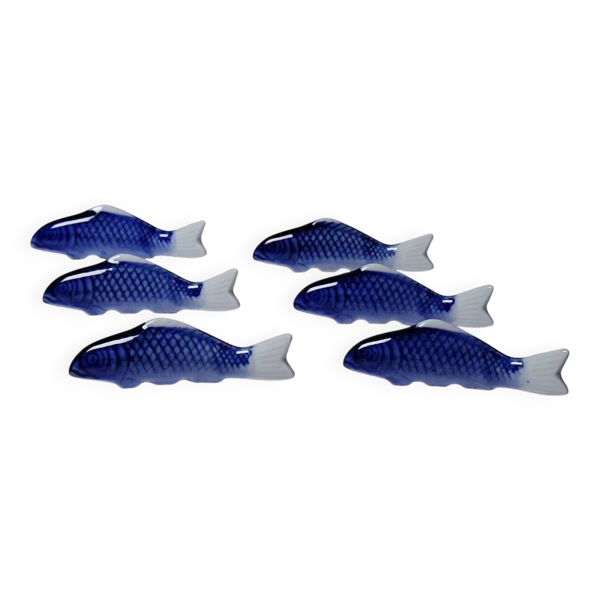 6 porte-baguettes/couteaux carpes koï en porcelaine, Chine, années 1960-1980